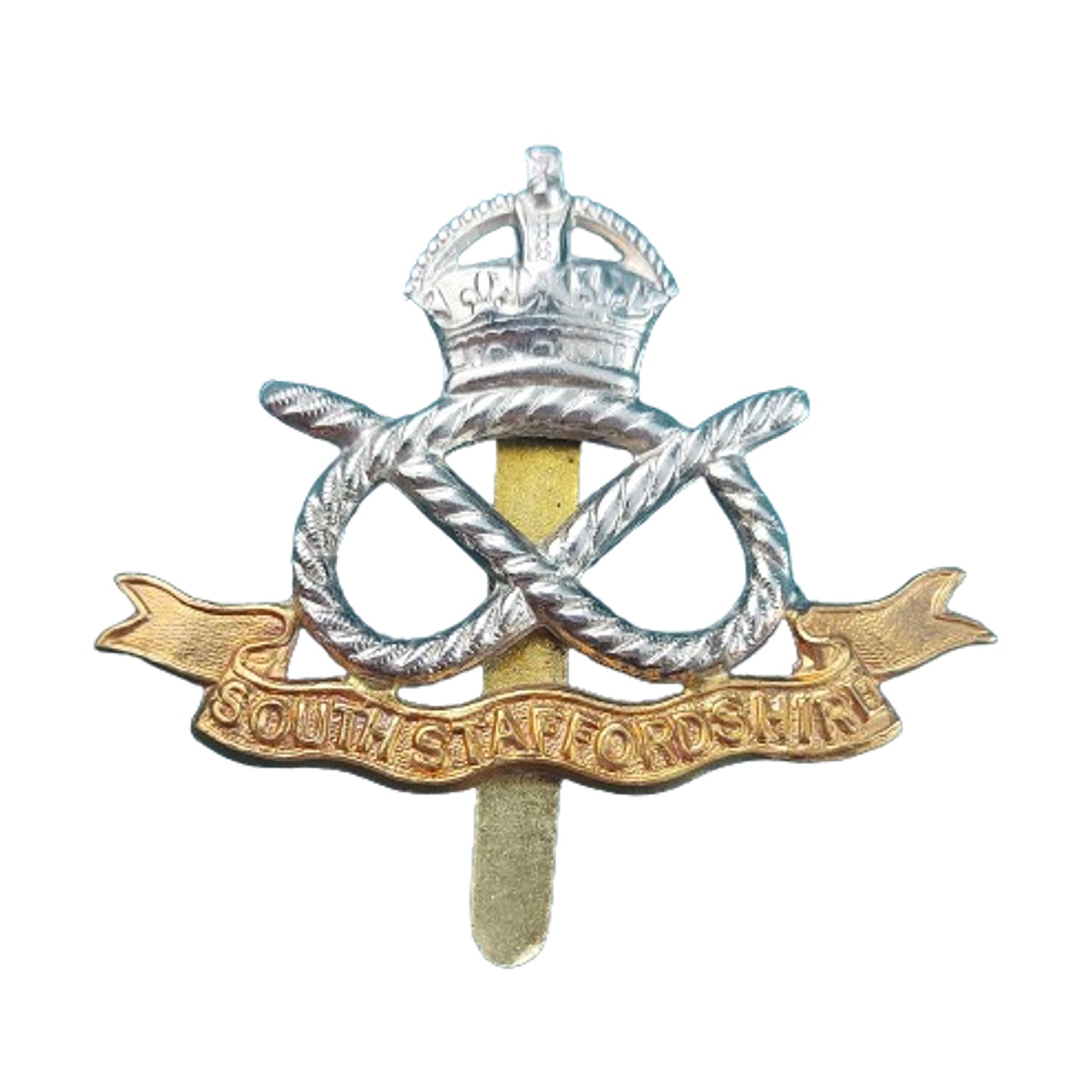 WW2 British South Staffordshire Regiment Kings Crown Cap Badge