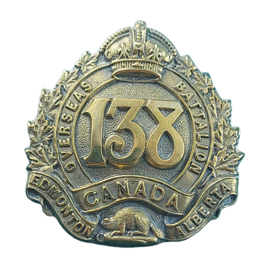 WW1 Canadian 138th Battalion Edmonton, Alberta Cap Badge -Maker Marked Jackson