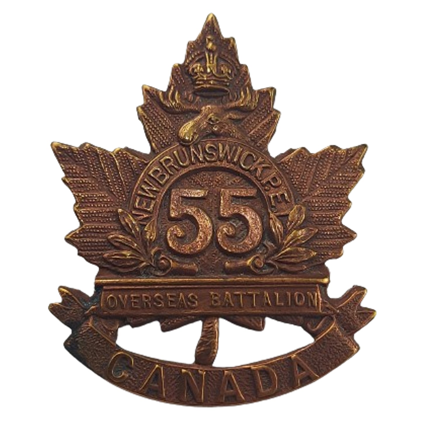 WW1 Canadian 55th Battalion Cap Badge -New Brunswick And P.E.I.