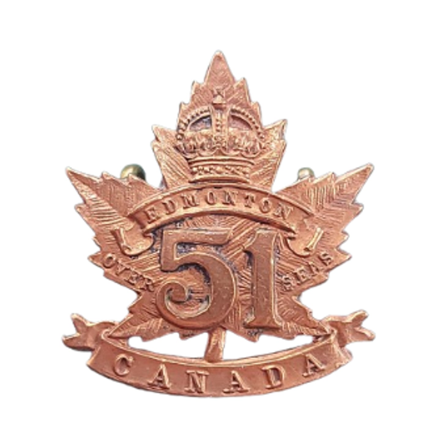 WW1 Canadian 51st Battalion Collar Badge -Edmonton Alberta -R.J. Inglis