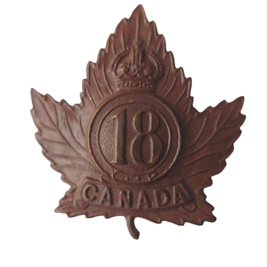 WW1 Canadian 18th Battalion Officer's Cap Badge -London Ontario