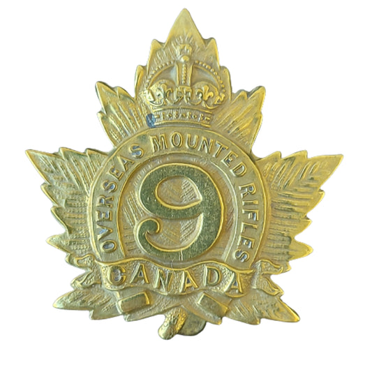 WW! Canadian 9th CMR Canadian Mounted Rifles Cap Badge