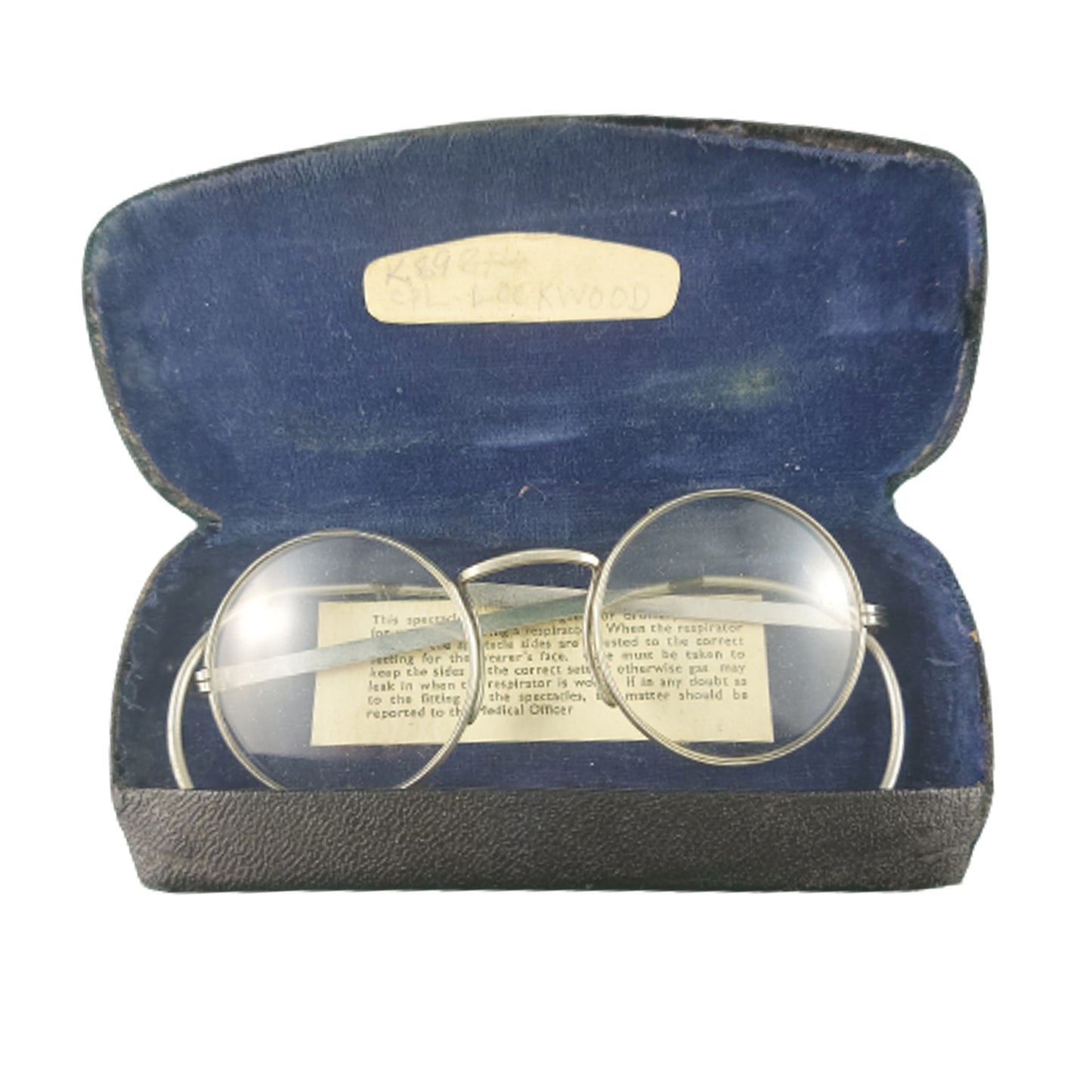 Named WW2 Canadian Issue Anti Gas Respirator Glasses in Case