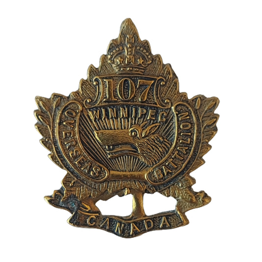 WW1 Canadian 107th Battalion Collar Badge -Winnipeg Manitoba