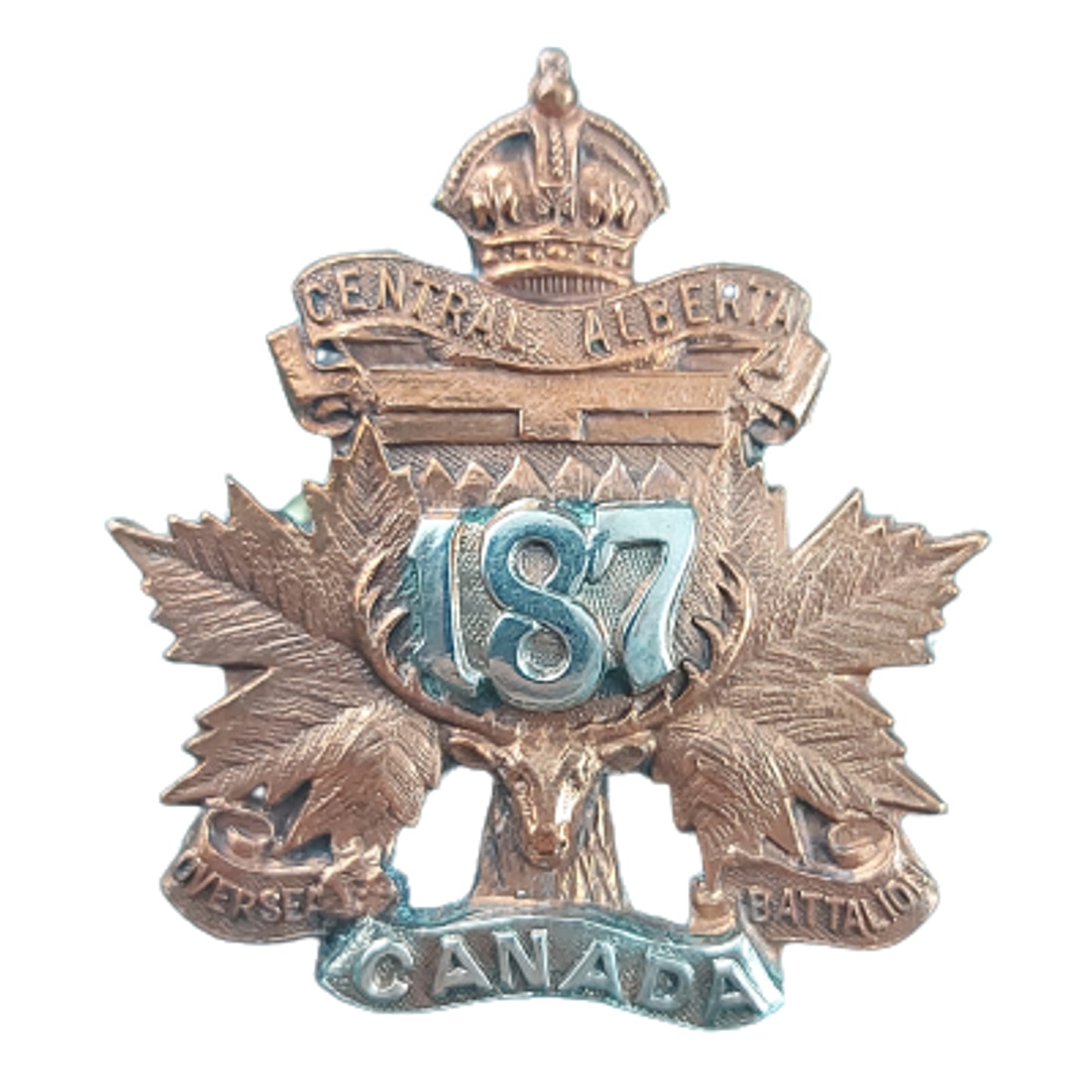 WW1 Canadian 187th Battalion Officer's Collar Badge - Central Alberta Battalion