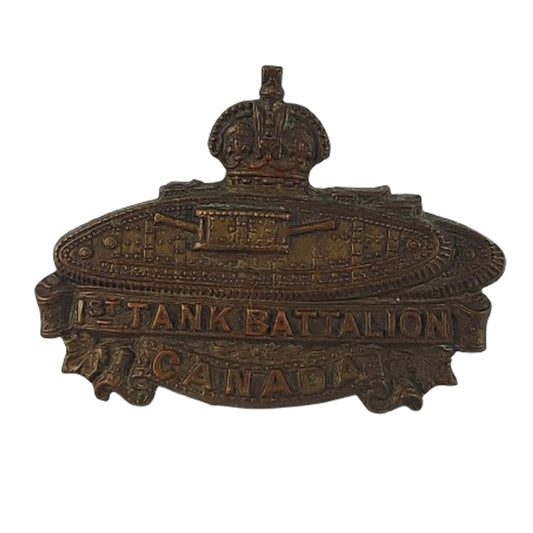 WW1 Canadian CEF 1st Tank Battalion Collar Badge