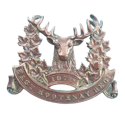 Pre-WW1 Canadian 107th East Kootenay Regiment Cap Badge -R.J. Inglis