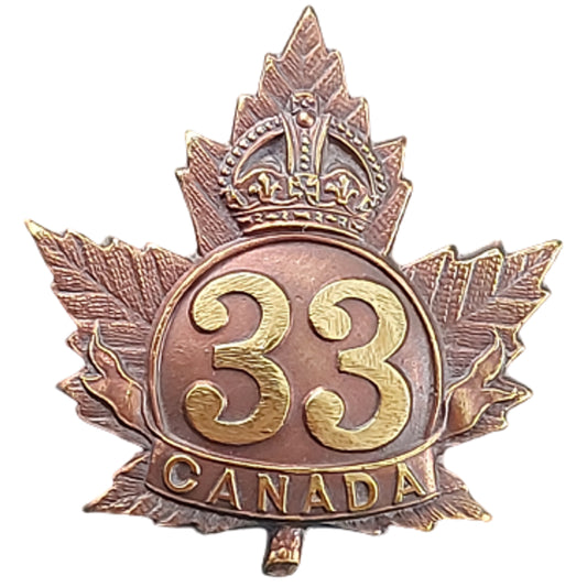 WW1 Canadian 33rd Battalion Cap Badge- London Ontario