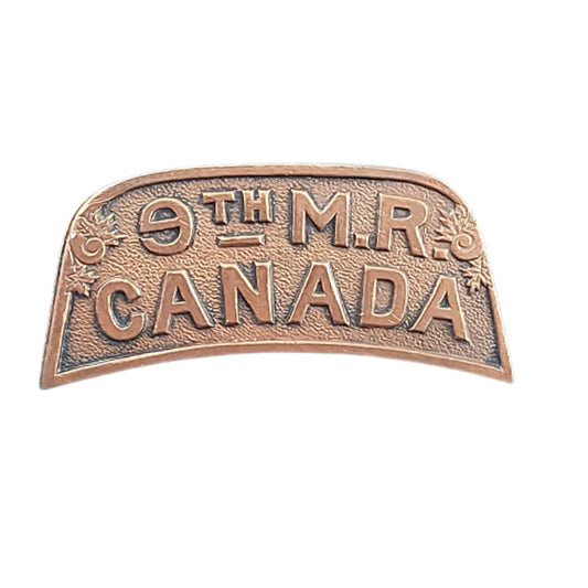 WW1 9th Canadian Mounted Rifles Shoulder Title R.J. Inglis