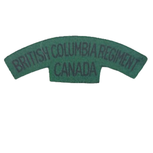 WW2 Canadian British Columbia Regiment Printed Canvas Shoulder Title