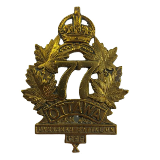 WW1 Canadian 77th Battalion Cap Badge -Ottawa Ontario -Tiptaft Birmingham