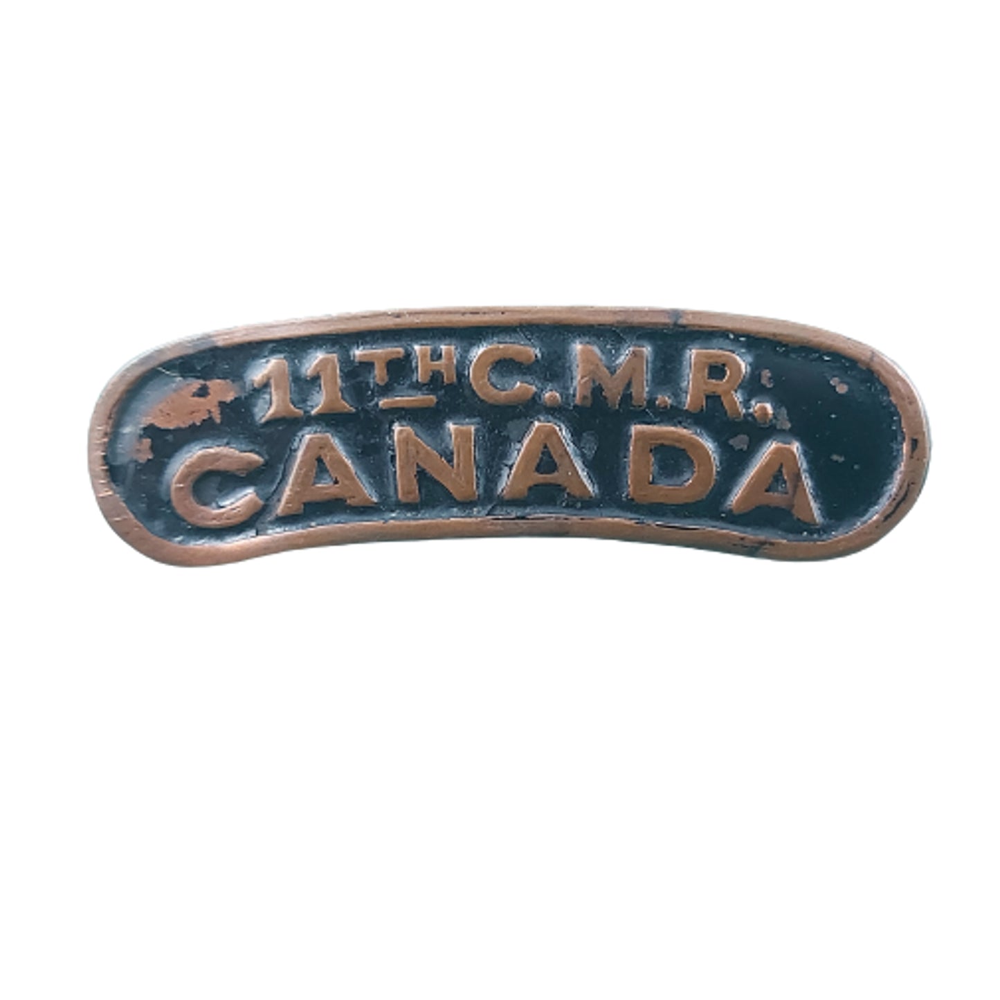 WW1 11th CMR Canadian Mounted Rifles Metal Shoulder Title