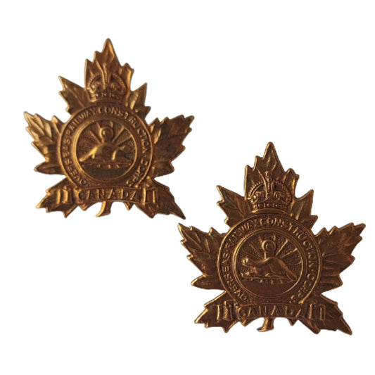 WW1 Canadian Number 3 Railway Construction Corps Collar Badge Pair