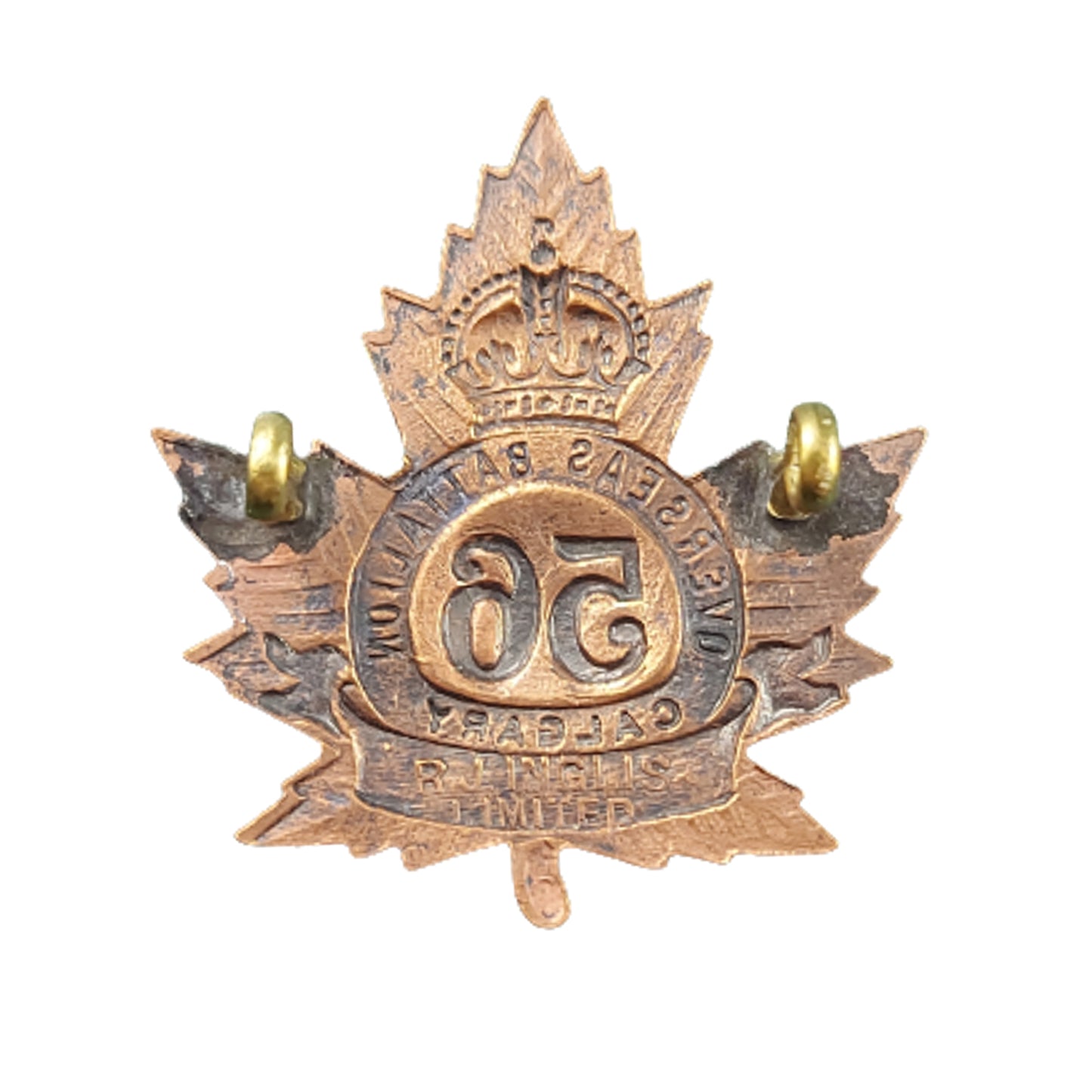 WW1 Canadian 56th Battalion Cap Badge- Calgary Alberta -R.J. Inglis