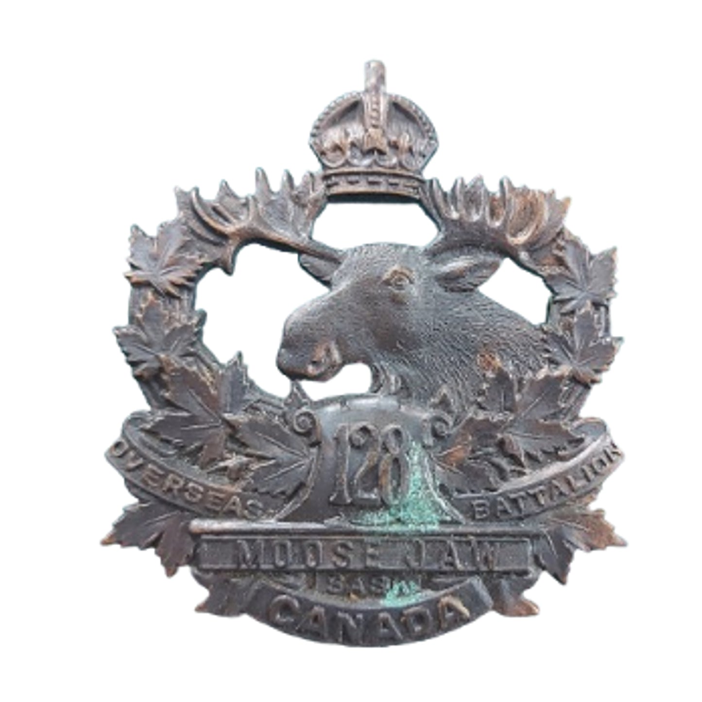 WW1 Canadian 128th Battalion Cap Badge -Moose Jaw, Saskatchewan