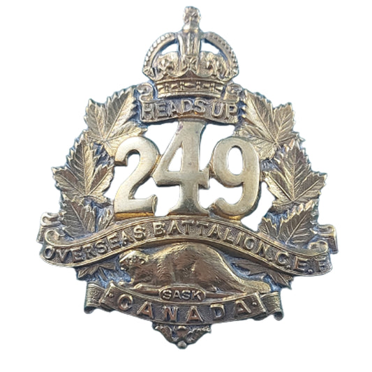 WW1 Canadian 249th Battalion Regina, Saskatchewan Cap Badge