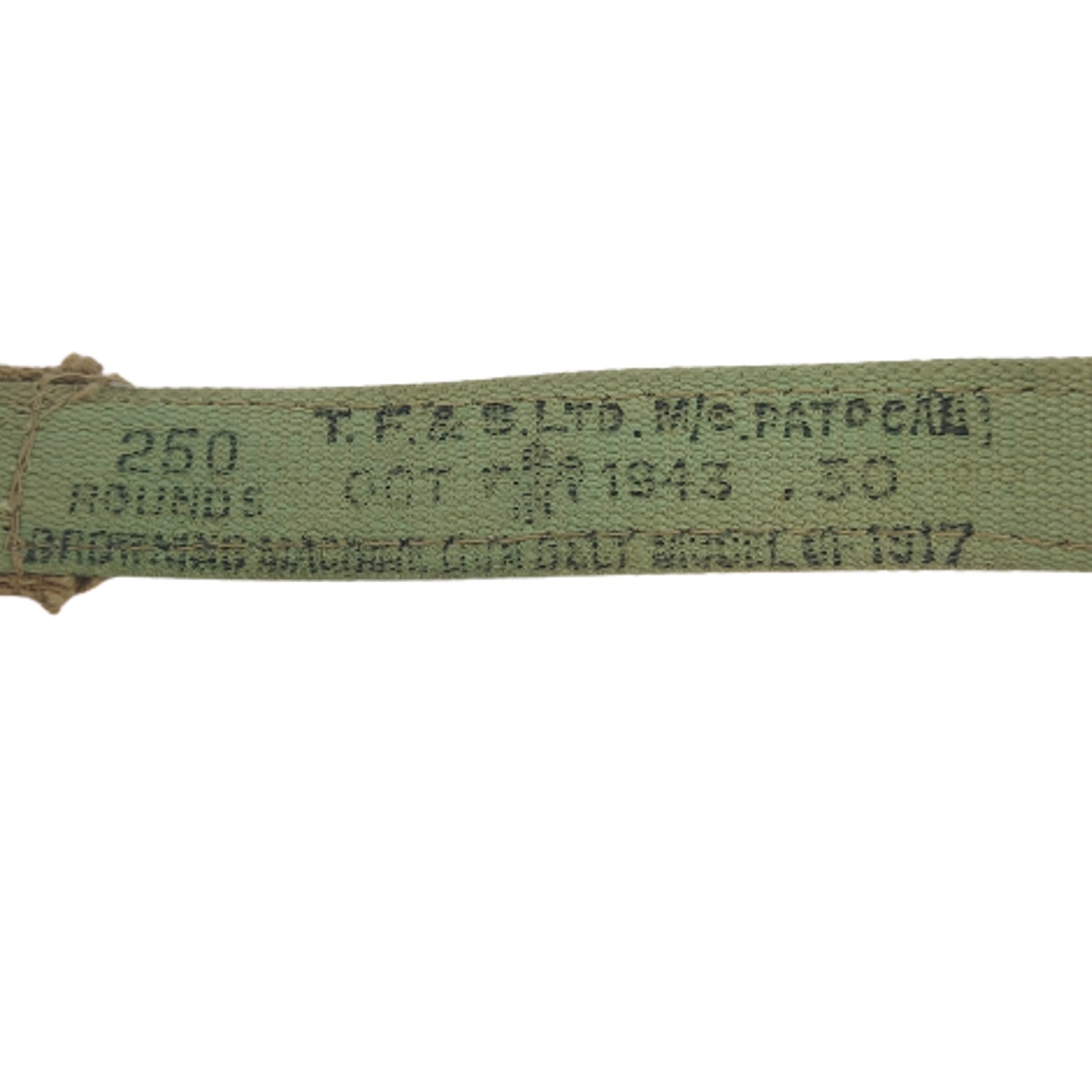 WW2 U.S. M1917 Browning M.G. 30-06 Cloth Ammunition Belt 1943