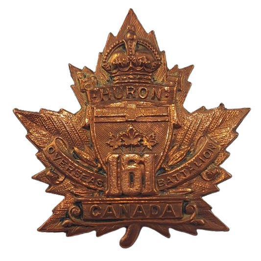 WW1 Canadian 161st Battalion Cap Badge -Huron County Ontario