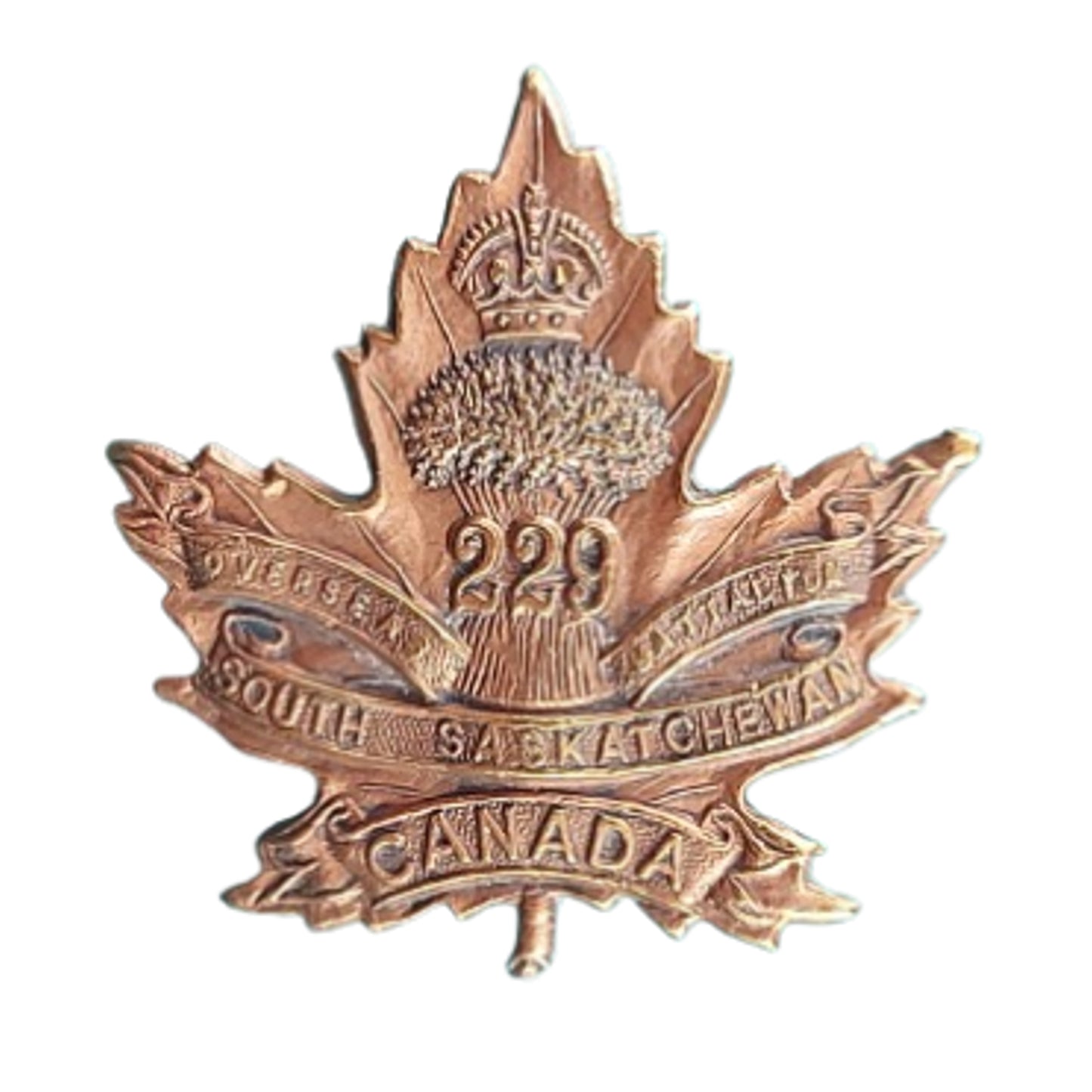 WW1 Canadian 229th Battalion Collar Badge -South Saskatchewan