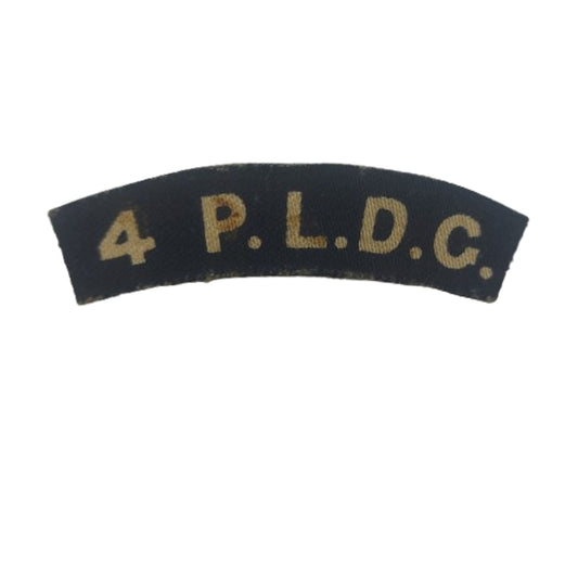 WW2 Canadian 4th PLDG Princess Louis Dragoon Guards Printed Canvas Shoulder Title
