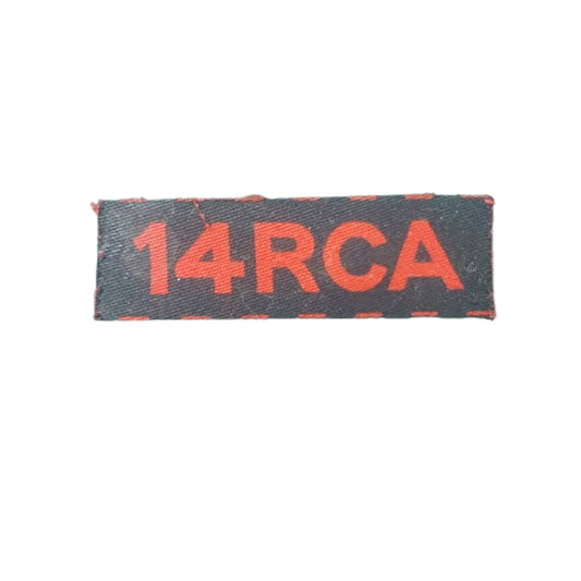 WW2 Canadian 14 RCA Royal Canadian Artillery Printed Canvas Shoulder Title