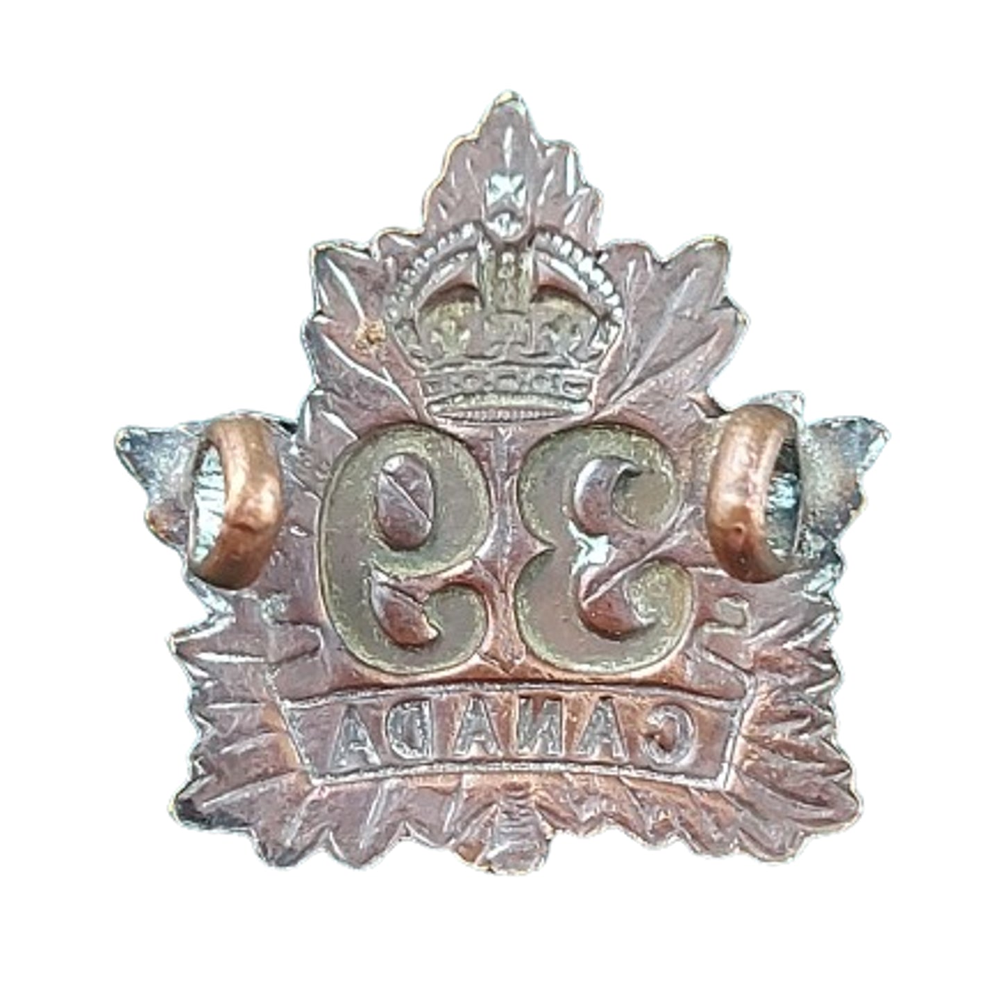 WW1 Canadian 39th Battalion Collar Badge -Belleville Ontario