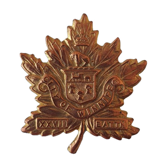 WW1 Canadian 27th Battalion Collar Badge -City Of Winnipeg