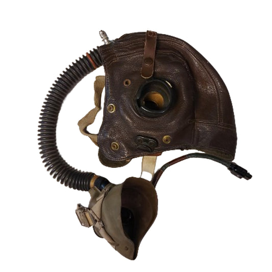 WW2 RAF -RCAF Type C Leather Flight Helmet With Type G Oxygen Mask And Microphone