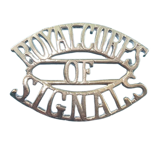 WW2 British Royal Corps Of Signals Brass Shoulder Title