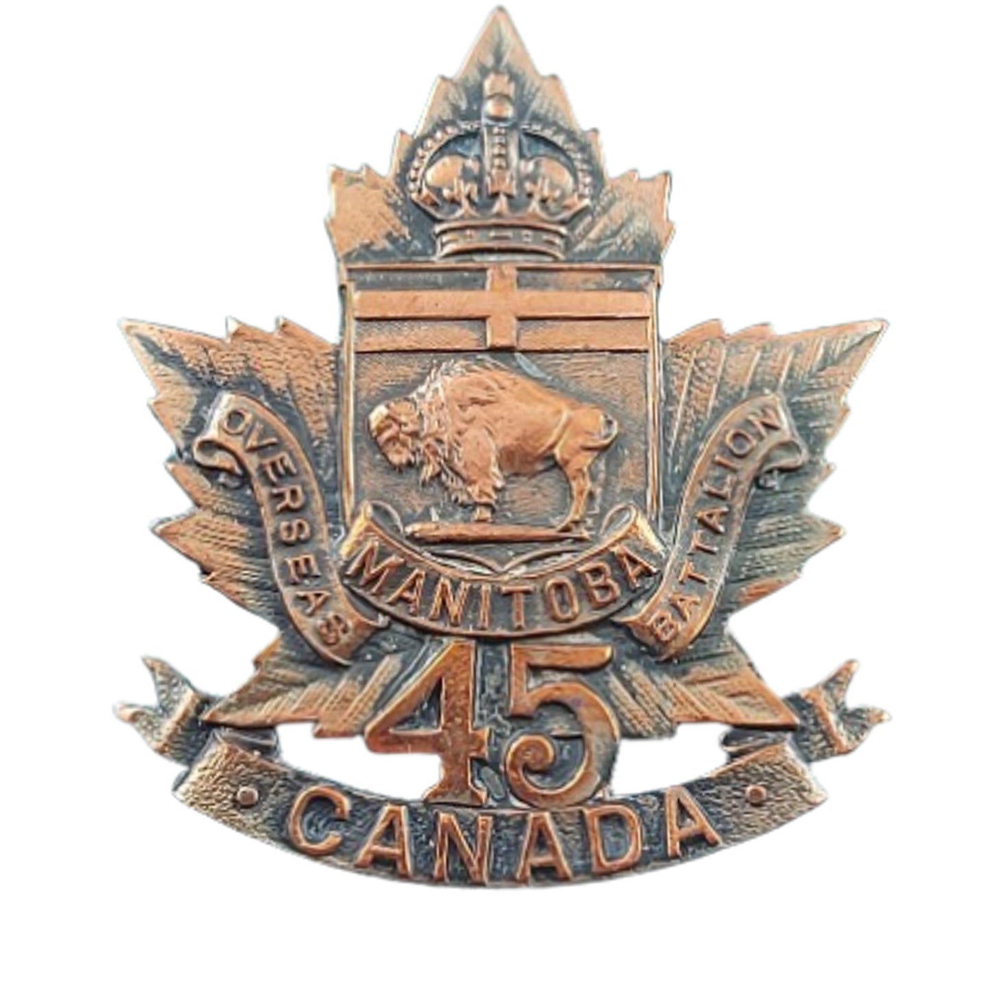 WW1 Canadian 45th Battalion Cap Badge -Brandon Manitoba