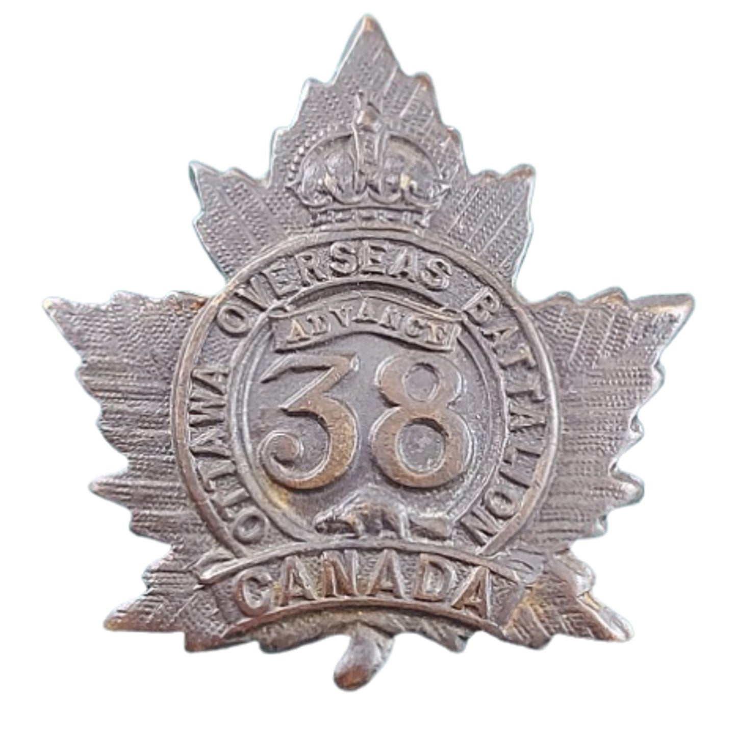 WW1 Canadian 38th Battalion Cap Badge -Ottawa Ontario