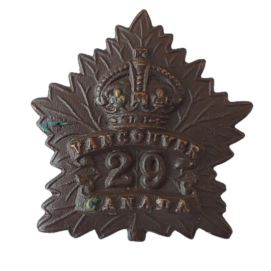 WW1 Canadian 29th Battalion Collar Badge -Tobin's Tigers -Vancouver B.C.