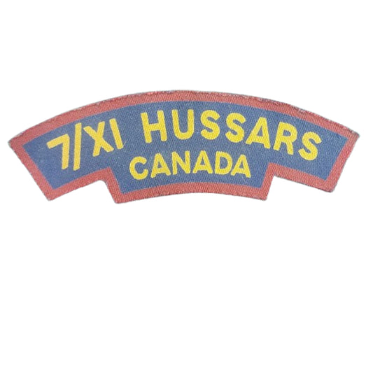 WW2 Canadian 7/11 Hussars Canada Printed Canvas Shoulder Title
