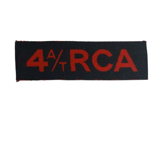 WW2 Canadian 4 A/T Anti Tank RCA Royal Canadian Artillery Printed Canvas Shoulder Title