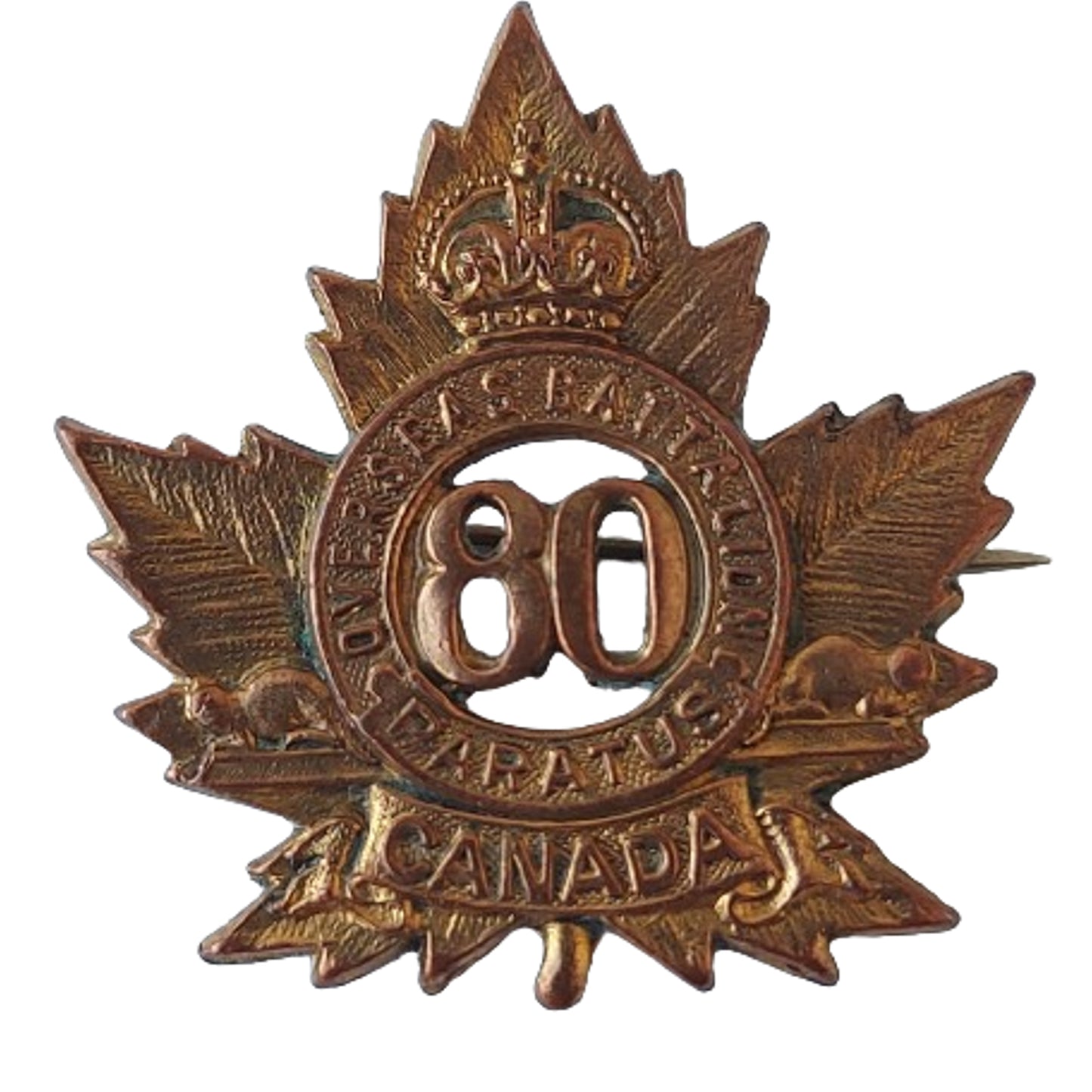 WW1 Canadian 80th Battalion Collar Badge -Belleville Ontario