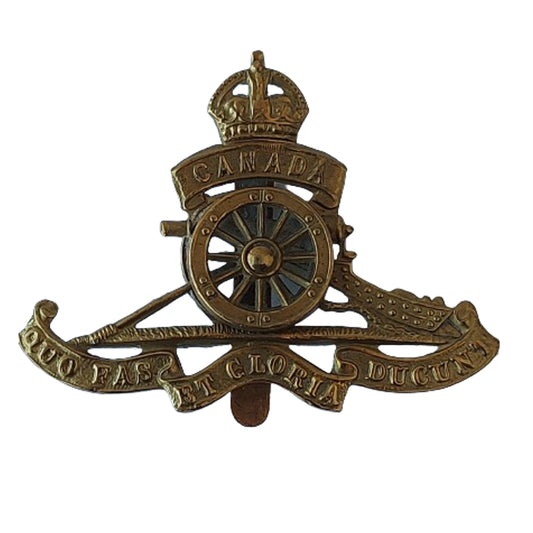 WW2 RCA Royal Canadian Artillery Cap Badge -Spinning Wheel