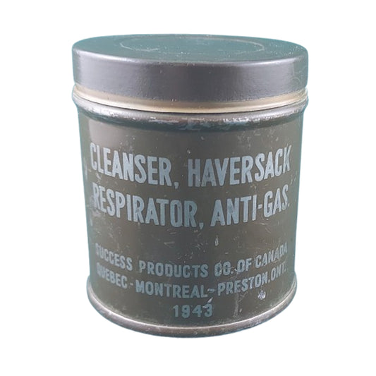 WW2 Canadian Haversack Respirator Cleanser Tin With Contents 1943