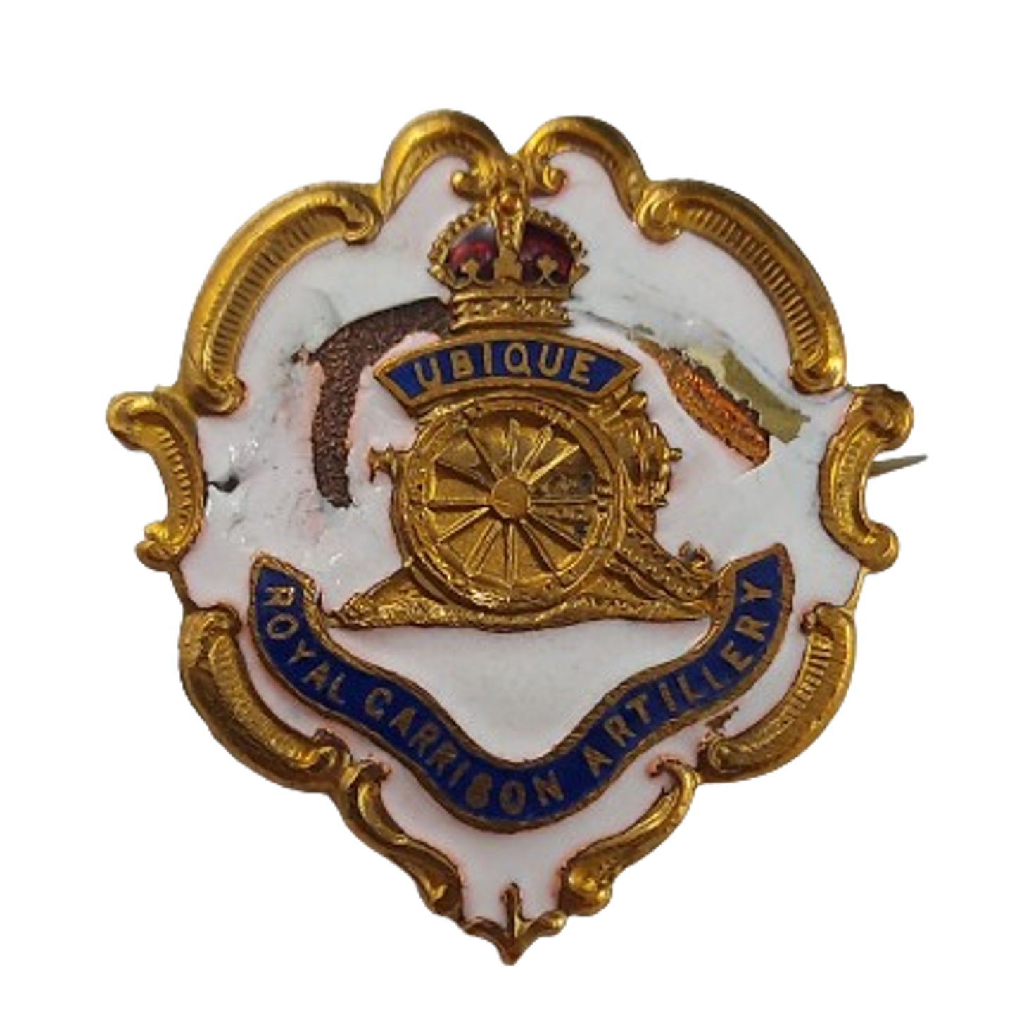 WW1 RCA Royal Canadian Artillery Sweetheart Badge -Enamel On Gilt