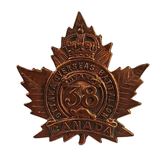 WW1 Canadian 38th Battalion Collar Badge -Ottawa Ontario -Inglis