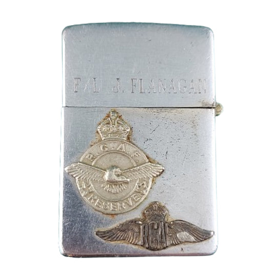 RCAF Royal Canadian Air Force Named WW2 Era Zippo Lighter With Badging