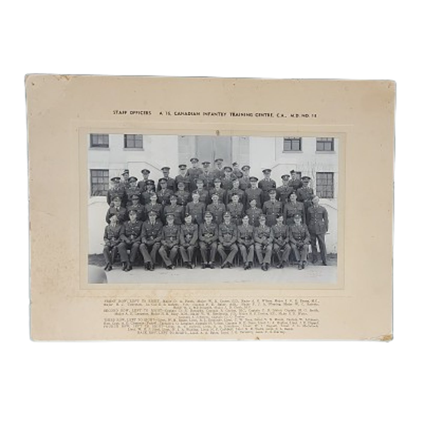WW2 Canadian Photograph On Matte Board Staff Officers Canadian Infantry Training Centre MD 13