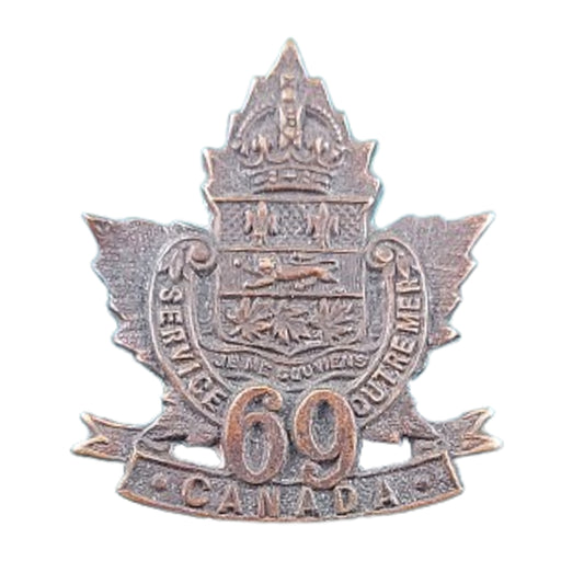 WW1 Canadian 69th Battalion Quebec Collar Badge