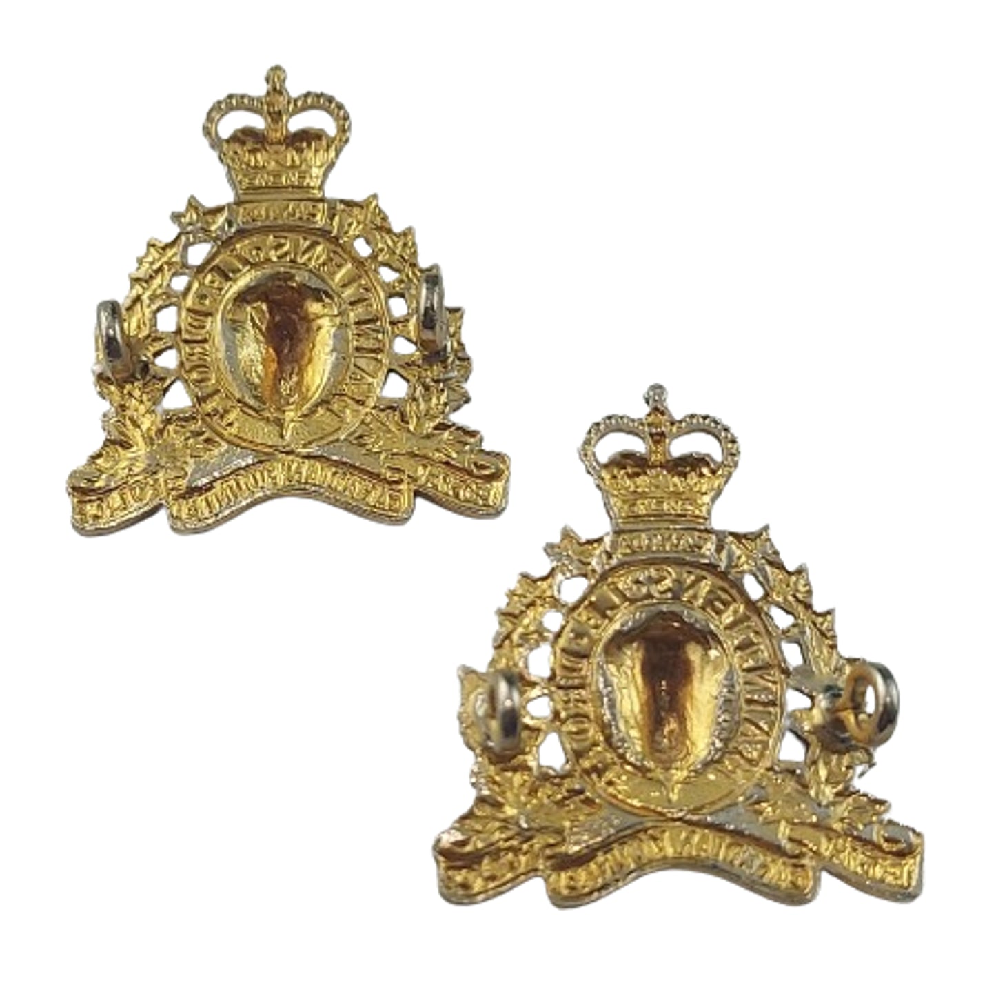 QEII RCMP Royal Canadian Mounted Police Collar Badge Pair