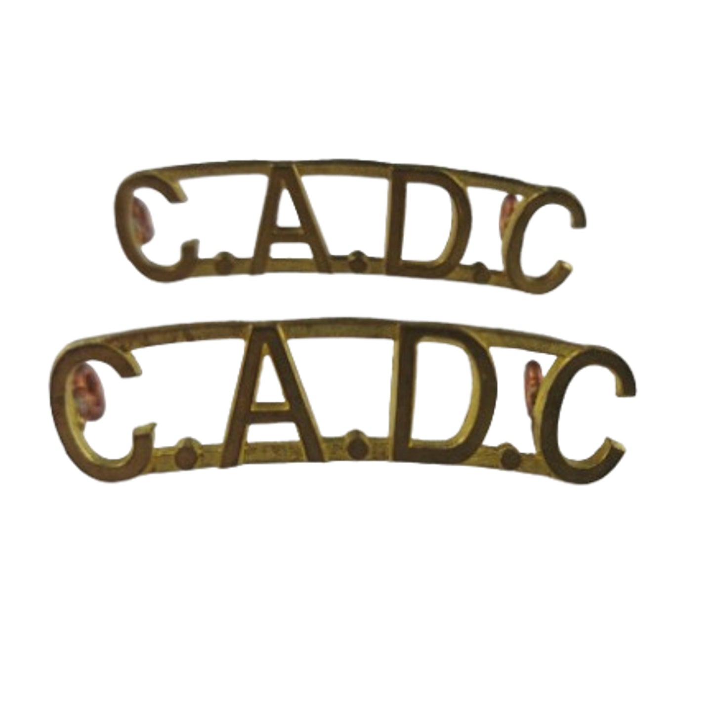 WW2 Canadian CADC Canadian Army Dental Corps Brass Shoulder Title Pair