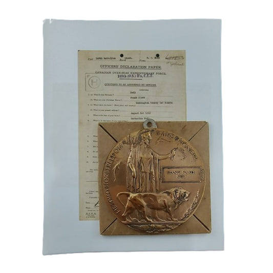 WW1 Canadian Officers Memorial Plaque 169th Battalion