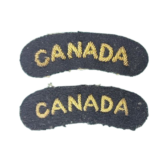 WW2 Canadian RCN Royal Canadian Navy CANADA Shoulder Title Pair