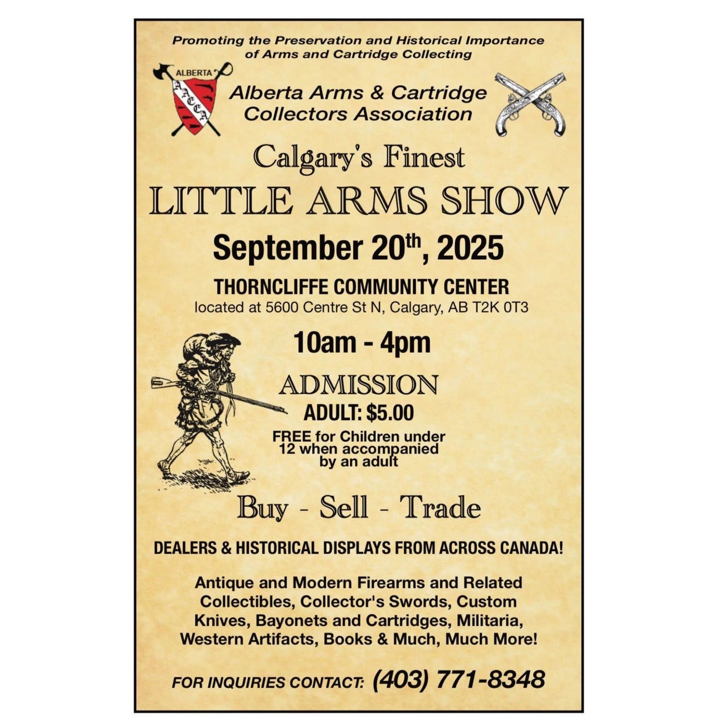 Calgary 1 Day Gun And Military Show Sept.20, 2025