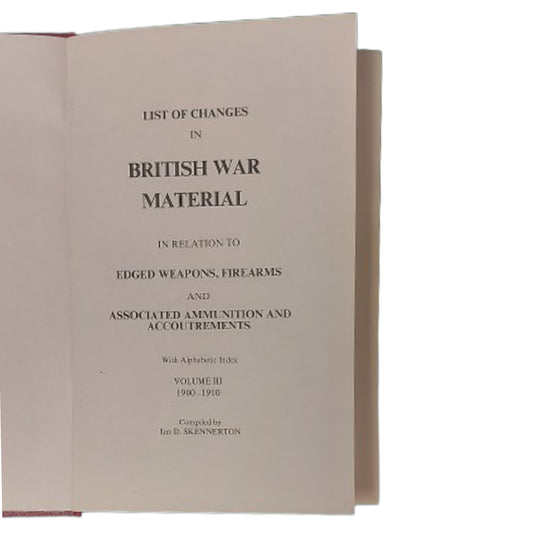 List Of Changes In British War Material 1900-1910