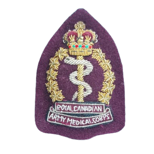 Post-WW2 Canadian RCAMC Royal Canadian Army Medical Corps Cloth Cap Badge