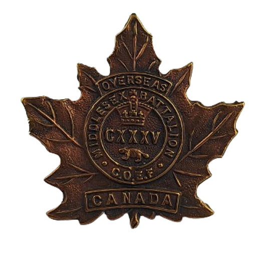 WW1 Canadian CEF 135th Battalion Collar Badge -Middlesex Battalion